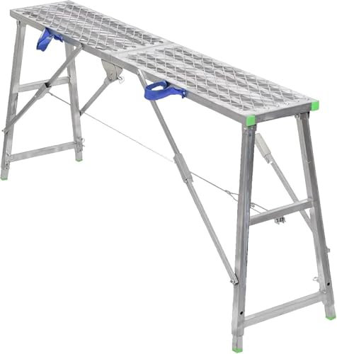 Adjustable Height Galvanized Steel Scaffold LadderMultiPurpose Work Platform 200cm Welded Ladder Stool for Home & Construction Use