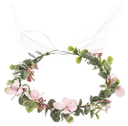 Zartes Brautstirnband Beflockter Blumenkranz Rosa Weihnachten Feier