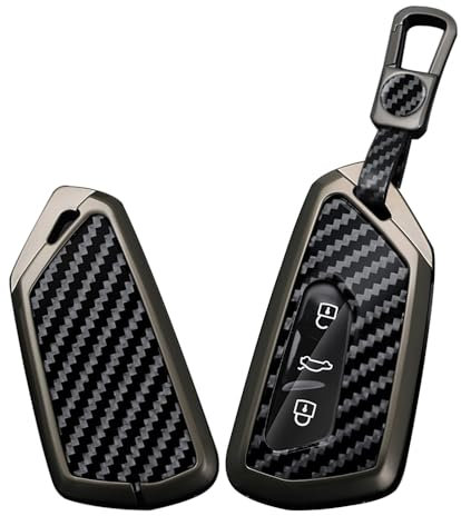 WUZUTU Coque de clé de voiture compatible avec VW Golf 8 Passat B9 Tiguan 2025 pour Seat Leon Tarraco Ateca - Accessoire de protection, 3 touches A-noir, 3 Tasten A-Schwarz