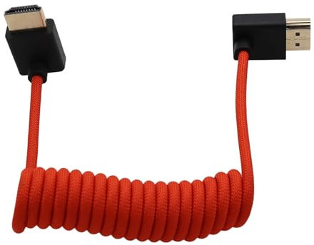 HangTon Cable HDMI de alta velocidad para ATOMOS Ninja V Shinobi, Sony FX9 FX30 Canon Lumix Nikon Blackmagic TV Laptop Projector PS5 Xbox FEELWORLD Portkeys, ángulo hacia arriba hacia abajo, trenzado