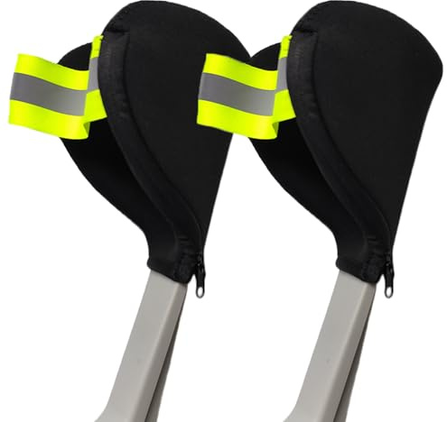 Unterarm-Krücken-Unterarmpolster – Ellenbogen-Krücken-Abdeckungen, offene Manschette, Krückendecke für ältere Menschen und Behinderte, Krückenzubehör, reflektierende Streifen, 2 Stück