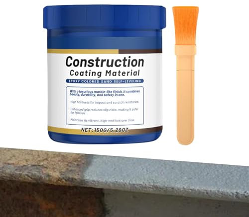 Epoxy Floor Paint - Waterproof Concrete Paint Outdoor Patio - with Brush Gray 170g Filler Coating for Patio Bathroom Basement Cabinet Flooring Deck