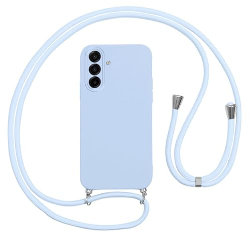 Vauki Funda con Cuerda para Samsung Galaxy A17 Carcasa con Correa Colgante Ajustable Collar, Suave Silicona TPU Case Anti-Choque con Cuello Cadena Cordón Ultrafina Caso para SamsungA17-Azul