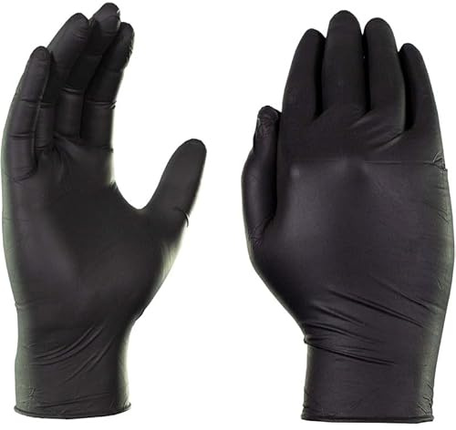 PBHOVIITG 20–100 Stück Nitril-Einweghandschuhe, schwarz, latexfrei, for die Arbeit, Küchenreinigung, Lebensmittel, Kochen, Handhabung von Haarfärbemitteln, Tätowierungen, Autoreparatur(100pcs,XXL)