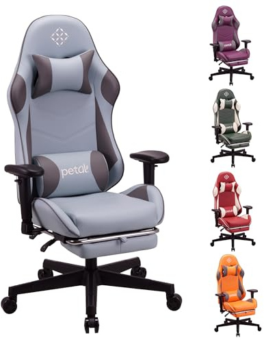Play haha.Ergonomic reclining seat with footrest adjustable headrest and lumbar cushion high back support padded armrests PU leather finish for gaming home or office use
