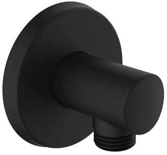 Bristan Round Shower Wall Outlet with 1/2 Shower Hose Connector, Secure Fixing Components, Black Finish