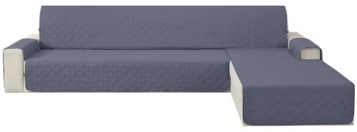 YSTELLAA Sofabezug L Form 4 Sitzer Mit Armlehne, Graublau | Sofabezug Ecksofa Rechts/Links Universal, Sofa Cover L Shape Waschbar, Eckbank Bezug Für Hund Katze