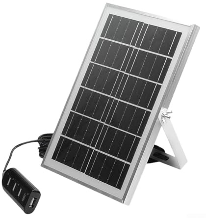 Rackumic Solar Panel Generator 5V 8W Monocrystalline Charging for Mobile Phones Power Banks Lights Fans Speakers Featuring Four USB Ports Adjustable Bracket Aluminum Frame Portable Design
