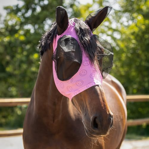 QHP Fliegenschutzmaske Super Bug Collection Cheery pink Fliegenhaube FS 26, QHP17_Gr.:Warmblut