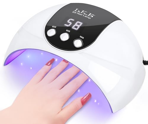 UV Nail Lamp, 54W UV Lamps for Gel Nails Nail UV Lamp Led Nail Lamp with 3 Timer, Auto Sensor, LCD Screen, USB Plug Gel Nail Curing Lamp, Led Gel Nail Lamp Nail Dryer (Off White)