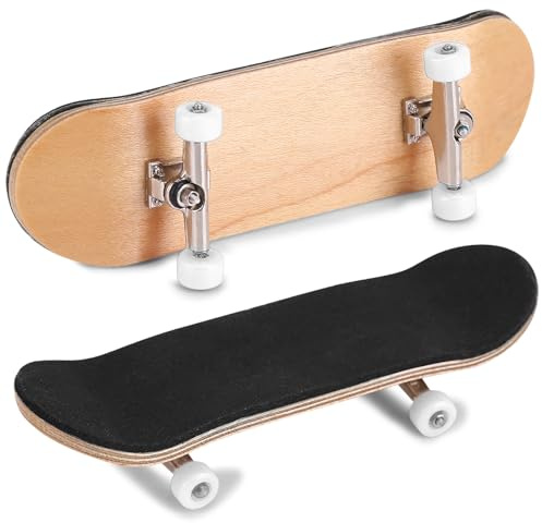 SIXRUN 5-Schichten Ahornholz Finger-Skateboard, Legierung Fingerboards Metall Fingerboards Pro Zur Stressabbau Fidget-Spielzeug (White)