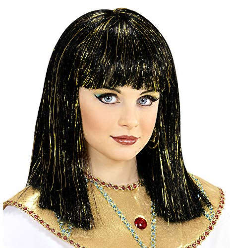 W WIDMANN MILANO Party Fashion 74960 - Kinderperücke Cleopatra, schwarz, mit goldenem Lametta, Ägypterin, Karneval, Mottoparty