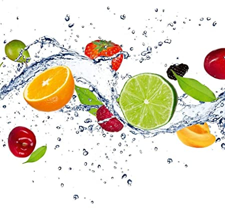 Vlies Fototapete OBST IN WASSER 225 x 250 cm | Vliestapete - Wandtapete inklusive Kleister | PREMIUM VLIES QUALITÄT