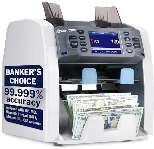 CARNATION CR1500 Mixed Denomination Banknote Counter and Sorter with Serial Number Recognition and Currency Sorting, PC Connectivity and Printing Function