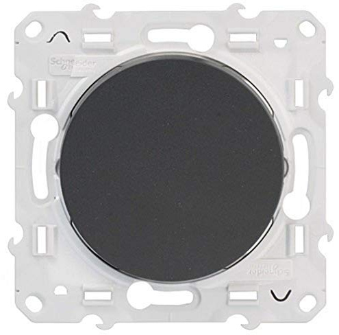 SCHNEIDER - 10A Anthrazit Odace Drucktaster - Kunststoffmechanismus - 250V, IP21 - Unterputzmontage - Ideal für Momentane Schaltungssteuerung - Mattes Finish - 60 x 60 x 35 mm