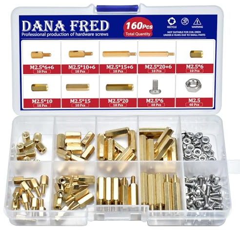 M2.5 Hex Male Female Brass Standoff Stud Board Pillar Threaded Mounting PCB Motherboard Hexagon Spacer Bolt Screw Nut Assortmen Kit 160Pcs