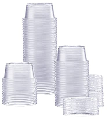Comfy Package [100 Sets - 2 oz.] Plastic Portion Cups With Lids, Souffle Cups, Jello Shot Cups