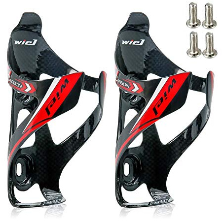 wiel Full Carbon Fiber Bicycle Bike Light Drink Water Bottle Cage Holder (2Pcs Black)