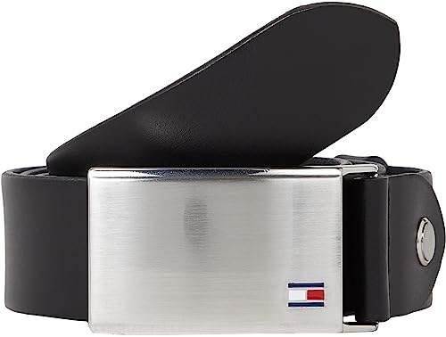 Tommy Hilfiger Herren Gürtel Plaque Belt 3,5 cm Ledergürtel, Schwarz (Black), 100 cm