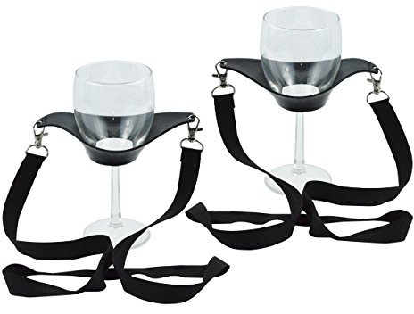 Fairly Odd Novelties Wine Glass Lanyard, Black, Set of 2