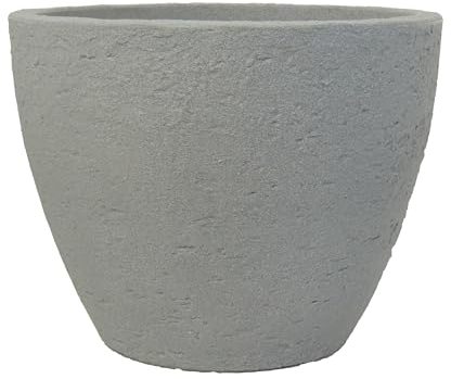 Vaso rotondo in plastica effetto pietra, diametro: 50 cm, colore: calcestruzzo