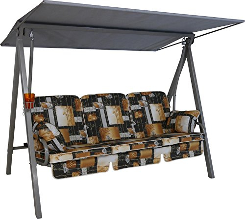Angerer Vario Hollywoodschaukel 3-Sitzer Design Bambus, braun, 210 x 145 x 160 cm, 6012/075/42