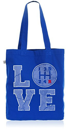 style3 Love Gear Biobaumwolle Beutel Jutebeutel Tasche Tote Bag top Auto, Farbe:Blau