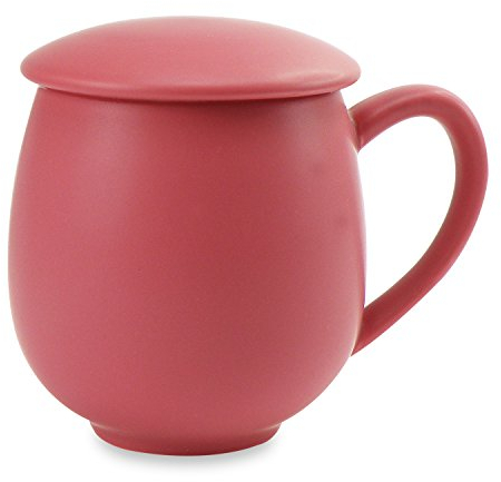 ExtraMaritim Eine Kräuterteetasse mit Deckel und Sieb 'Saara' Porzellan, 3- teilig, matt beerenrot 0,35 l