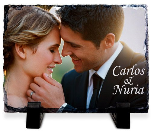 Portafotos de Piedra Personalizado con Foto y Texto. Fotos Personalizadas Regalo. Marco Fotos Personalizado. Regalo Aniversario Pareja. Regalo Fotos Personalizadas. Marco de Fotos 15x20 cm RECTANGULAR