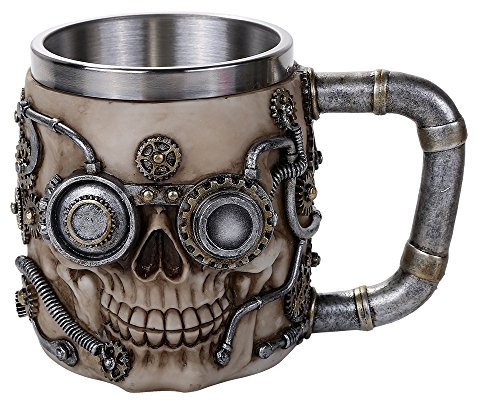 Pacific Giftware Steampunk Gear Head Tête de Mort Mug Gothique Chope à bière 311,8 Gram Mug Boire Savoir