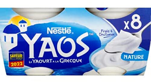 Nestlé Le Yaourt à la grecque nature - Yaos - Les 8 pots de 125 g