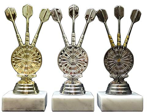 RaRu 3 Dart-Pokale (Gold, Silber, Altsilber) mit Ihrer Wunschgravur