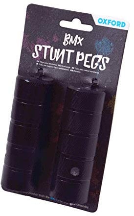 Oxford BMX Freestyler Bike Stunt Foot Pegs Trick Nuts 3/8 Threaded Axle Black 110mm