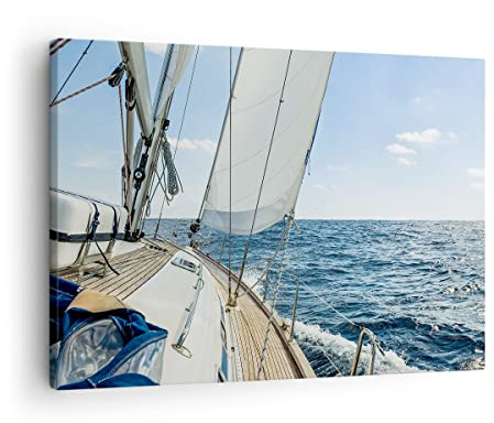 ARTTOR Bilder auf Leinwand Meer Kreuzfahrt Segel Leinwandbild 70x50cm Wandbilder Dekoration Wohnzimmer Schlafzimmer Küche Deko Klein Wanddeko Bild Wand Kunstdruck Art Wall Decor Canvas AA70x50-3647