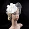 Frauenpartei Schleier Fascinator Hut Weinlese-Ineinander greifen-Kopfschmuck-Bankett-Jockey-Hut-Hut-Zusatz-Tiara-Haar-Zusatz-Brauthut Headwear Stirnband-Hochzeits-Ineinander greifen-Federn-Tee-Party-H
