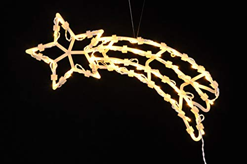 Spetebo Fensterbild Sternschnuppe 35 LED - Fensterdeko mit Dual Timer - Fenster Silhouette warm weiß beleuchtet Batterie betrieben