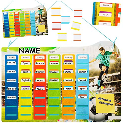alles-meine.de GmbH universaler - Steck - Stundenplan/Wochenplaner/Memoboard - Fußball - Fußballspieler - incl. Name - mit 77 Stück beschreibbare Tafeln - Klipp + Klar - aust..