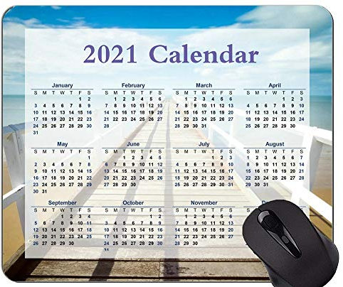 Kalender für 2021 Jahre Mouse Pad Office Mouse Pad, Pier an sonnigen Tag Mousepads