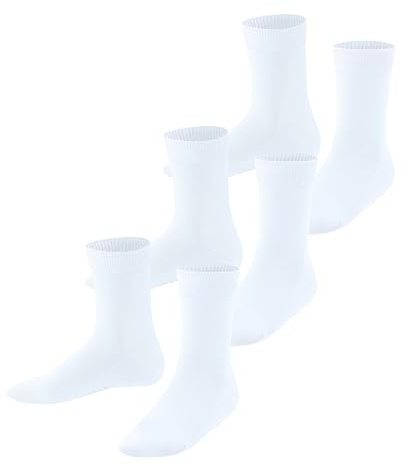 FALKE Unisex Kinder Socken Family Multipack K So Baumwolle einfarbig 3 Paar, Weiß White 2000, 35-38