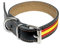 Collar Cuero Perro | Bandera España | Collar Mascotas | Collar Piel (Contorno Cuello DE 35 A 45 CMS., Negro ESPAÑA Centro)