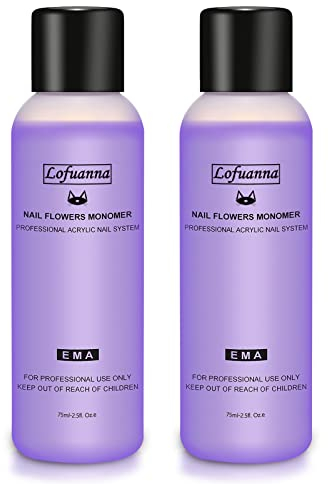 Lofuanna 2 * 75ml Monomero Liquido Acrilico per Polvere Acrilica, Liquido Acrilico per Unghie Monomero per Unghie Senza MMA Qualità da Salone per L'estensione Delle Unghie