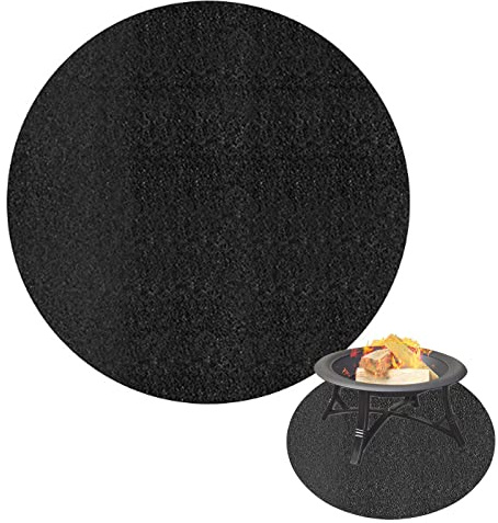 Feuerschale Matte Feuerfeste Unterlage, 36 Zoll Unter Grill Feuerstelle Matte, Hitzebeständige Schutzmatte für Boden Rasen Gras Terrasse Balkon Deck Outdoor Holzverbrennung Holzkohlegrill, Schwarz