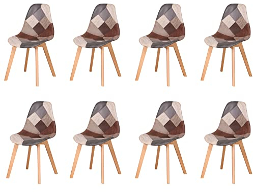 Grand CA Home Pack 8 sillas de Comedor de Estilo Europeo y Americano, Modernas sillas de Comedor de Madera para Sala de Estar de Oficina (Marrón)