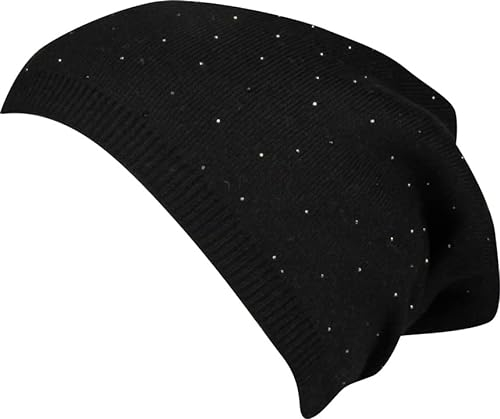 Capelli New York Damen Beanie mit Glitzersteinen - Schwarz