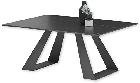 LUKE Couchtisch Industrial Style, Anthrazit - Moderner Wohnzimmertisch mit Keramikplatte und Metallgestell - 110 x 45 x 70 cm (B/H/T)