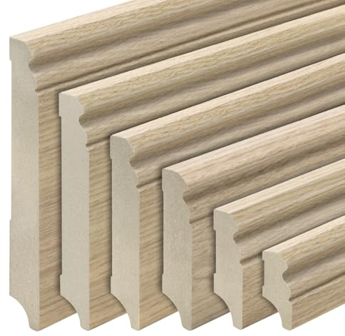 REESE Sockelleiste, MDF Eiche-Optik, Profil Hamburg/Berlin, 60 mm | Holzwerkstoff · 5 Stück · 11,5 lfm · folierte Oberfläche · Fußleiste für Wand und Boden · Innenausbau