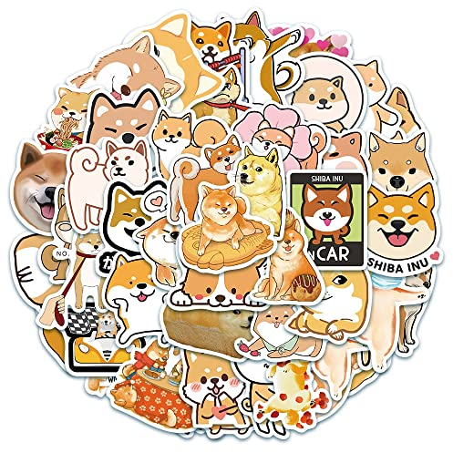 50 Stück Shiba Inu Aufkleber Wasserflaschen Laptop Telefon Gitarre Skateboard Computer Koffer Fahrrad Tiere Dog Vinyl Stickers Wasserdicht Ästhetisch Aufkleber für Jugendliche Kinder Erwachsene