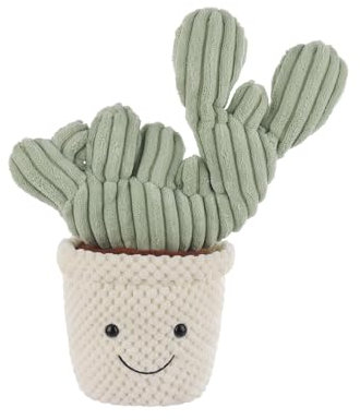 Apricot Lamb Soft Cactus Plant Plush Toy, Stuffed Green Pot, Kawaii Plushie for Kids, 12