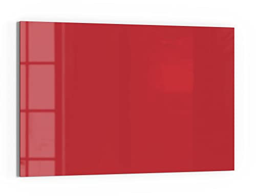 DEQORI Glas-Magnettafel | 90x60 cm groß | Unifarben - Rot | Memo-Board aus Glas | Magnetboard inkl. Magnete, Stift & Tuch für Küche & Büro | Tafel magnetisch & beschreibbar