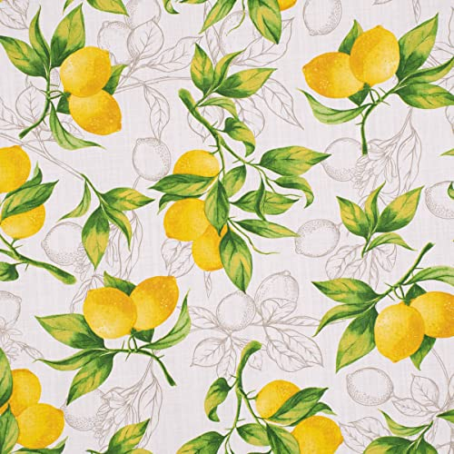 SCHÖNER LEBEN. Baumwollstoff Dekostoff Panama Citron Zitronen weiß grün gelb 1,60m